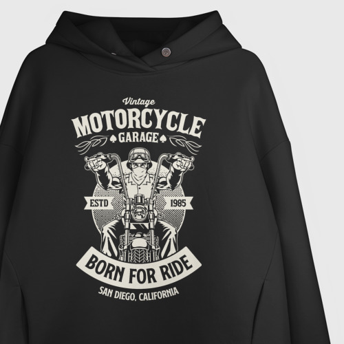 Женское худи Oversize хлопок Born for ride, цвет черный - фото 3