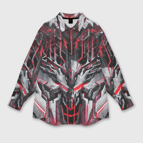 Мужская рубашка oversize 3D с принтом Красный кибер рыцарь, вид спереди #2