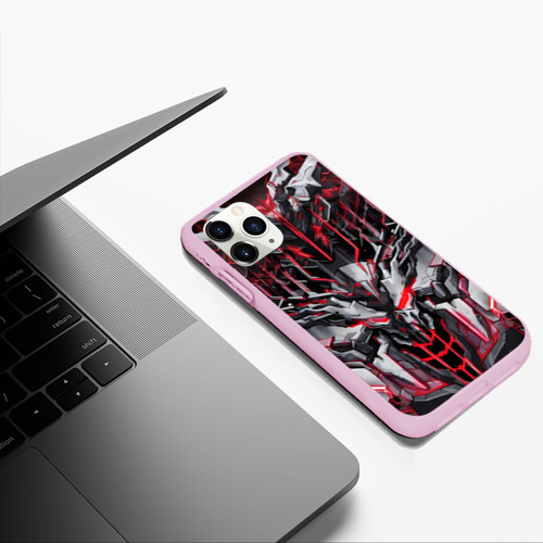 Чехол для iPhone 11 Pro Max матовый Красный кибер рыцарь, цвет розовый - фото 5