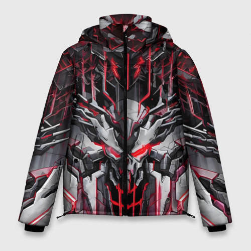 Мужская зимняя куртка 3D Красный кибер рыцарь, цвет черный