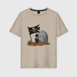 Женская футболка хлопок Oversize Мертвый зомби анархист