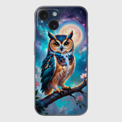 Чехол для iPhone 15 силиконовый с защитой камеры Мистическая сова тотем совы