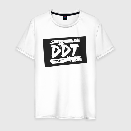 Мужская футболка из хлопка с принтом ДДТ - логотип, вид спереди №1