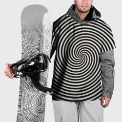 Накидка на куртку 3D Чёрно белая спираль оптическая иллюзия  
