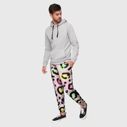 Мужские брюки 3D Яркий цветной леопард - фото 2