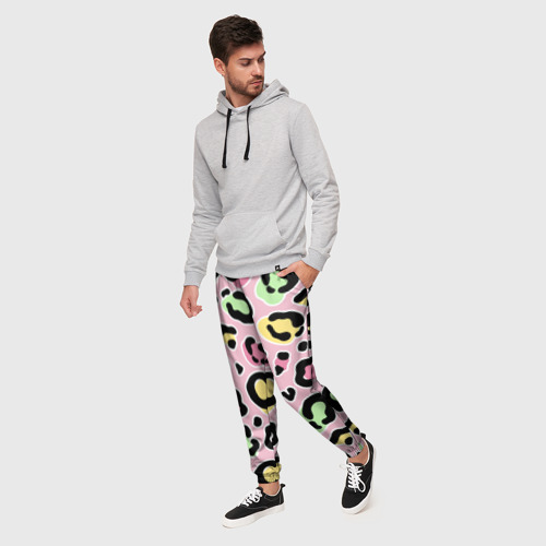 Мужские брюки 3D Яркий цветной леопард, цвет 3D печать - фото 3