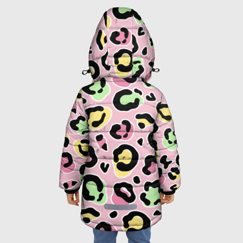 Зимняя куртка для девочек 3D Яркий цветной леопард, цвет черный - фото 4