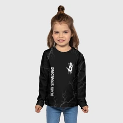 Детский лонгслив 3D Death Stranding glitch на темном фоне вертикально - фото 2