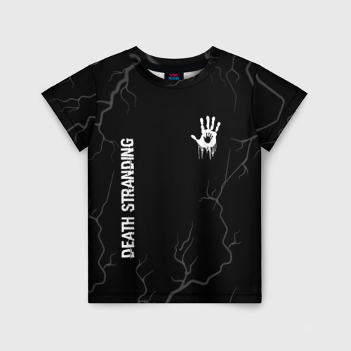 Детская футболка 3D Death Stranding glitch на темном фоне вертикально, цвет 3D печать