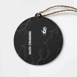 Деревянная игрушка круг Death Stranding glitch на темном фоне вертикально