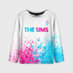 Детский лонгслив 3D The Sims neon gradient style посередине