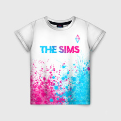 Детская футболка 3D The Sims neon gradient style посередине