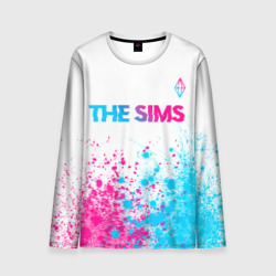 Мужской лонгслив 3D The Sims neon gradient style посередине