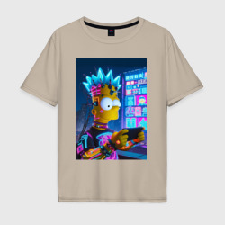 Мужская футболка хлопок Oversize Bart Simpson is a gamer - ai art