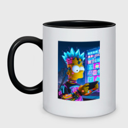 Кружка двухцветная Bart Simpson is a gamer - ai art