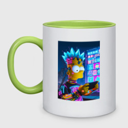 Кружка двухцветная Bart Simpson is a gamer - ai art