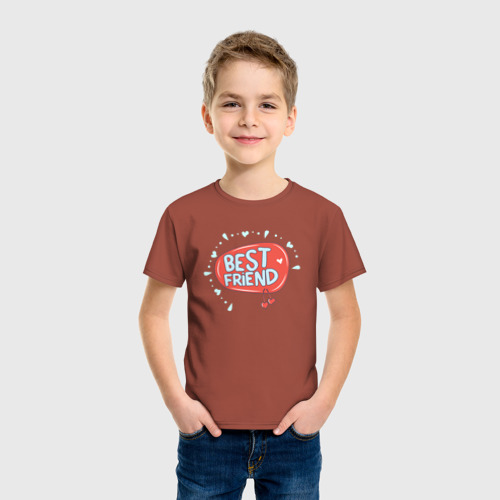 Детская футболка хлопок Лучший друг , цвет кирпичный - фото 3