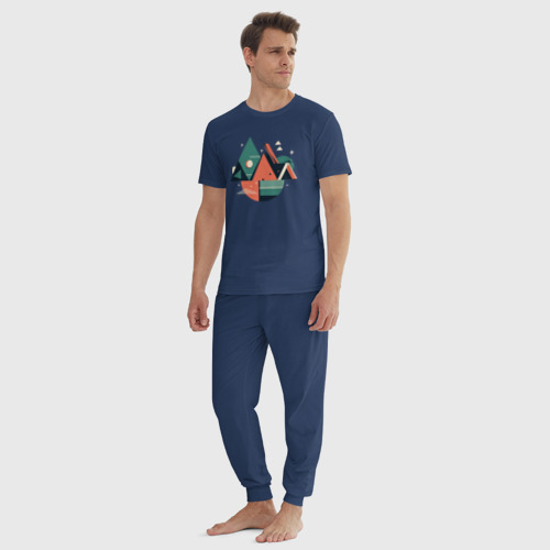 Мужская пижама хлопок с принтом Абстракция треугольник, вид сбоку #3