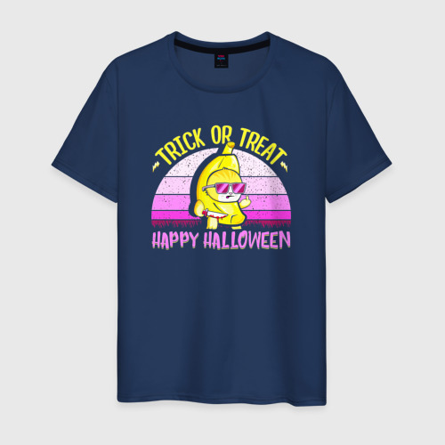 Мужская футболка из хлопка с принтом Trick or treat happy halloween, вид спереди №1