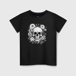 Детская футболка хлопок Skull in flowers from napalm 696