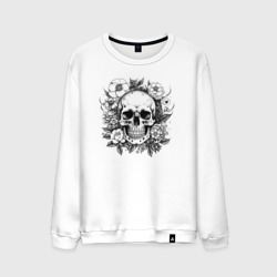 Мужской свитшот хлопок Skull in flowers from napalm 696