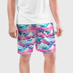 Мужские шорты спортивные Розовые и голубые горы - паттерн - фото 2