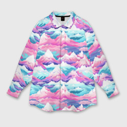 Мужская рубашка oversize 3D Розовые и голубые горы - паттерн