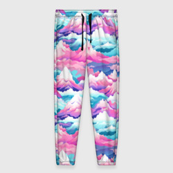 Женские брюки 3D Розовые и голубые горы - паттерн
