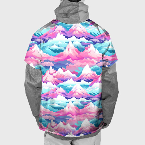 Накидка на куртку 3D Розовые и голубые горы - паттерн, цвет 3D печать - фото 2