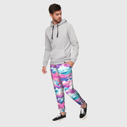 Мужские брюки 3D Розовые и голубые горы - паттерн - фото 2