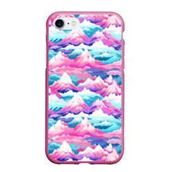 Чехол для iPhone 7/8 матовый Розовые и голубые горы - паттерн