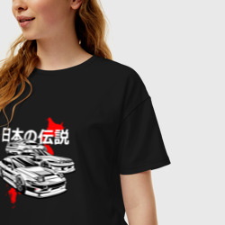 Женская футболка хлопок Oversize Японские авто - фото 2