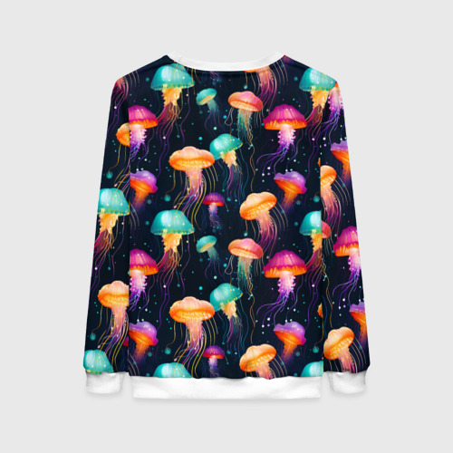 Женский свитшот 3D Разноцветные неоновые медузы - паттерн, цвет 3D печать - фото 2