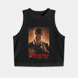 Женская укороченная майка-топ хлопок T2 - Liquid metal 