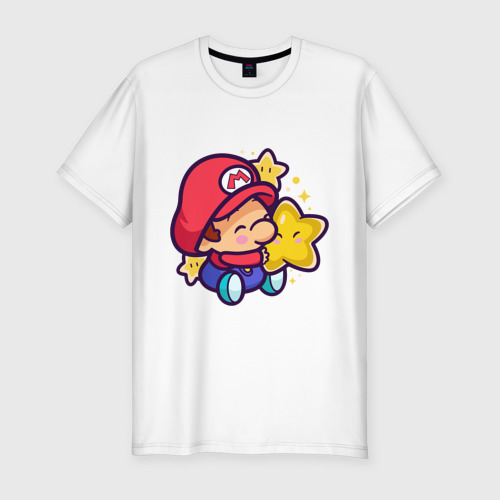 Мужская футболка хлопок Slim Baby Mario, цвет белый