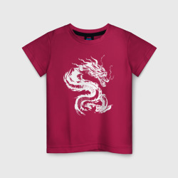 Белый дракон чернилами – Светящаяся детская футболка с принтом купить со скидкой в -20%