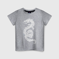 Белый дракон с узорами – Светящаяся детская футболка с принтом купить со скидкой в -20%