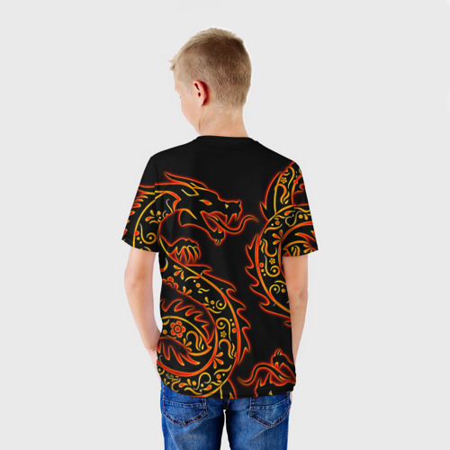 Детская футболка 3D с принтом Дракон с эффектом свечения, вид сзади #2