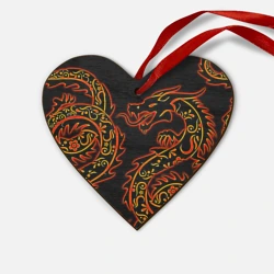 Деревянная игрушка Сердце Дракон с эффектом свечения