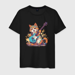 Рыжий кот гитарист – Мужская футболка хлопок с принтом купить со скидкой в -20%