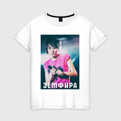 Женская футболка хлопок с принтом Земфира - русский рок, вид спереди #2