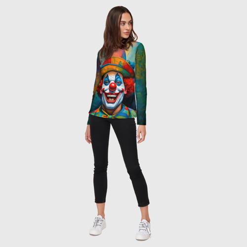 Женский лонгслив 3D Нейросеть - Хэллоуин безумный клоун, цвет 3D печать - фото 5