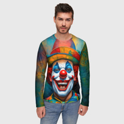 Мужской лонгслив 3D Нейросеть - Хэллоуин безумный клоун - фото 2