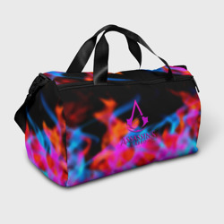 Сумка спортивная 3D Assassins Creed mirage neon gradient