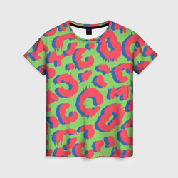 Женская футболка 3D Цветной современный леопард
