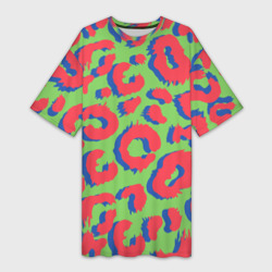 Платье-футболка 3D Цветной современный леопард