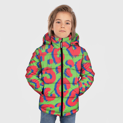 Зимняя куртка для мальчиков 3D Цветной современный леопард, цвет черный - фото 3