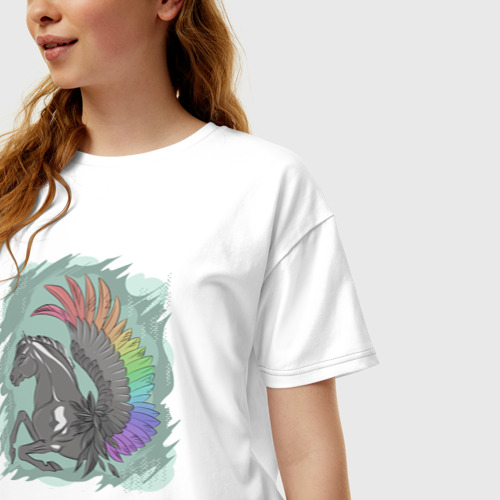 Женская футболка хлопок Oversize Pegasus, цвет белый - фото 3