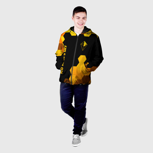 Мужская куртка 3D No Man's Sky - gold gradient вертикально, цвет 3D печать - фото 3