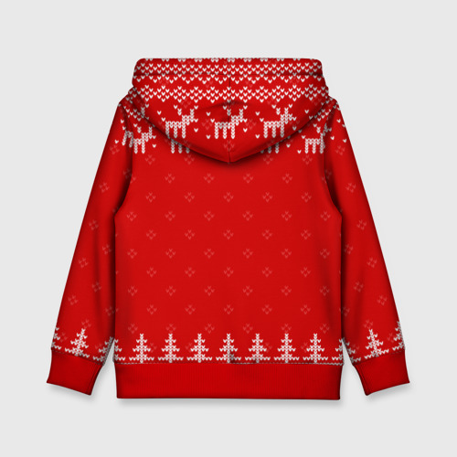 Детская толстовка 3D Новогодний Михаил: свитер с оленями, цвет красный - фото 2